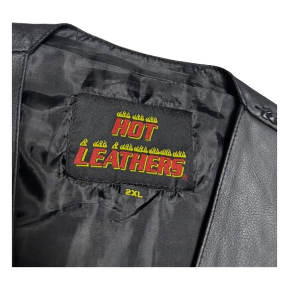 HOT LEATHERS Braided Leather Retro Motorcycle Biker Casual Riding Vest Mens 2XL - Picture 4 of 7